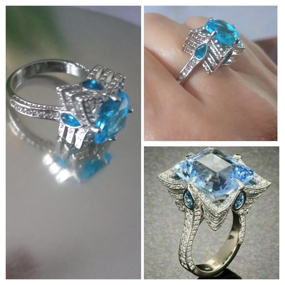 Gorgeous 925 Silver Blue Sapphire Ring Sz Various Nwot